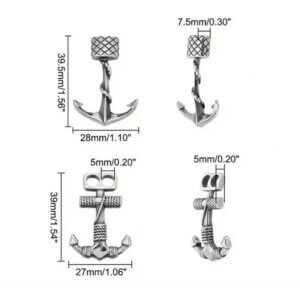 4pc Designer Anchor Hook Clasps Silver Assorted 304 Stainless Steel 10-28mm