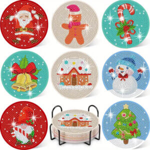8pc Characters Christmas Theme Coaster set Diamond Painting