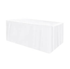6ft Fitted Table Cloth White Polyester Top 72x30in