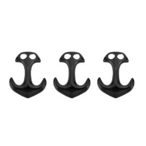 3pc 24x31mm Black Anchor Hook Clasp Curved 304 S.Steel 5mm holes