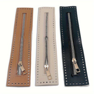 3pc 10.6in Brown/Beige/Black and Gold Crochet Zipper 3pc 10.6in Brown/Beige/Black and Gold Crochet Zipper