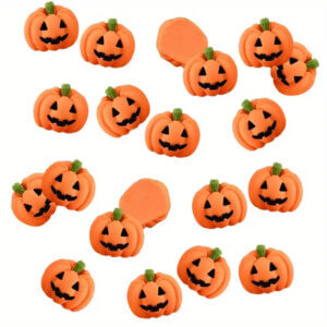 15pc Jack O Lantern Pumpkin Resin Pieces 2cm 15pc Jack O Lantern Pumpkin Resin Pieces 2cm