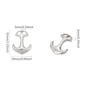 6pc 24x31mm Anchor Hook Clasp Curved 304 S.Steel 5mm holes