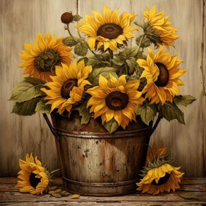 8x8 Sunflowers in pot Diamond Painting Kit