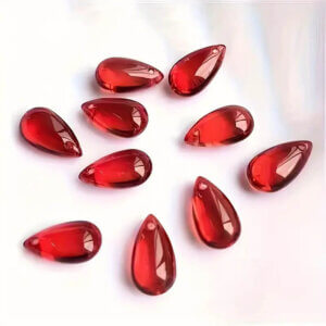 20pc Red Transparent Teardrop Beads