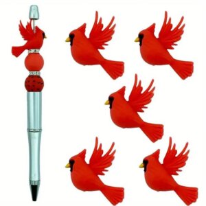 5pc 25mm Silicone Cardinal Beads