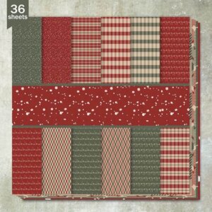 36pc 6x6in Christmas Color Pattern Scrap Book Paper