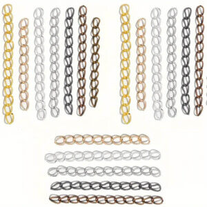 120pc Mixed 3.5x50mm Jewelry Tail Chain Extenders Zinc Alloy
