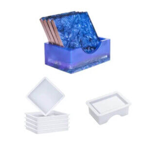 4in Square Coaster Silicone Molds with Stand