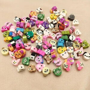 50pc Assorted Animal Heads Clay Beads 10mm Shapes Polymer