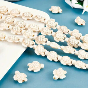 80pc White Turtle Beads Synthetic Turquoise Stranded 1.5cm
