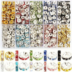 700pc 8mm Multi Color Silver Plated Iron Rhinestone Spacer Beads