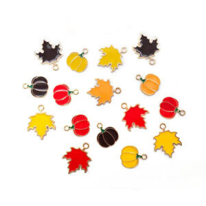 16pc Fall Leaf and Gourd Charms 1-2cm
