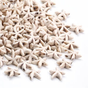 36pc White Starfish Beads Synthetic Turquoise Stranded 13mm