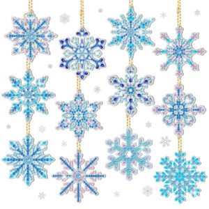 12pc Snowflake Diamond Painting Keychains 7x7cm 12pc Snowflake Diamond Painting Keychains 7x7cm