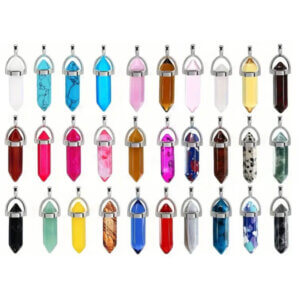 30pc Mixed Gemstone Pendants 33mm