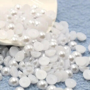 200pc 6mm White Acrylic Pearls Flat