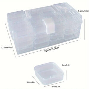 32pc 2x2in Clear Plastic Storage Box in Carrying Case 32pc 2x2in Clear Plastic Storage Box in Carrying Case
