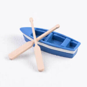 1pc Blue Resin Row Boat with Oars