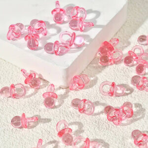 50pc Pink Mini Acrylic Baby Pacifiers 2cm