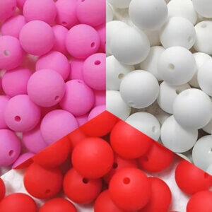 65pc 12mm Red, Pink, White Silicone Beads