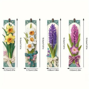 4pc Asstd Flower Bookmark Diamond Art 4pc Asstd Flower Bookmark Diamond Art