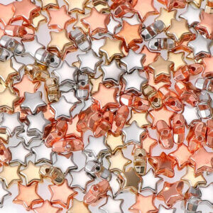 100pc Small Metallic Mixed Star Beads 6-9mm