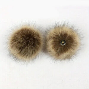 2pc 14cm Coffee Snap On Faux Fur Pom Poms