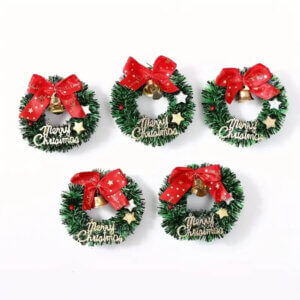 5pc 2.5in Mini Christmas Wreath Decorations