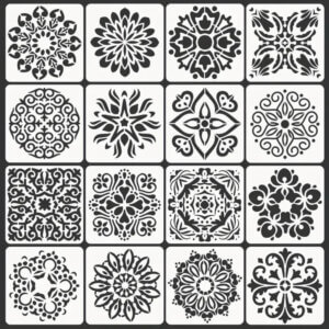 16pc Mandala Stencils 5.8in Reusable