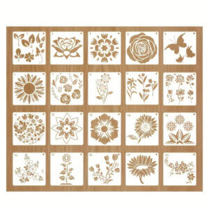 20pc Flower Stencils Reusable 6x6in