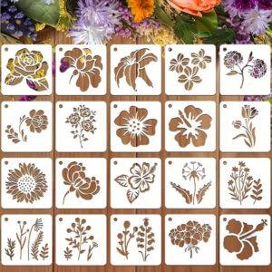 20pc Flower Stencils Reusable 3x3in