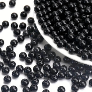 8mm 100pc Black Plastic Round Spacer Beads