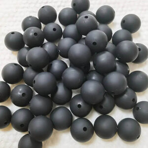 70pc 12mm Black Silicone Beads