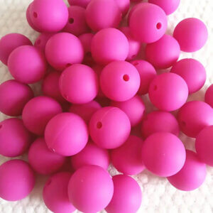 70pc 12mm Rose Red Silicone Beads