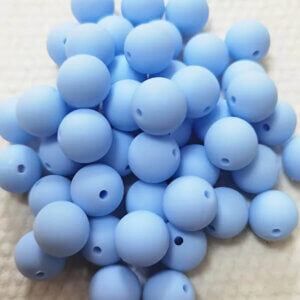 70pc 12mm Cold Blue Silicone Beads