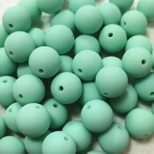 70pc 12mm Mint Green Silicone Beads