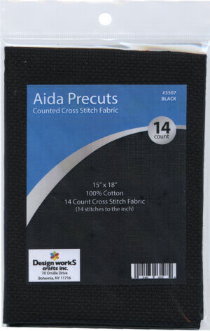 Design Works Gold Quality Aida 14 Count 15"X18"-Black