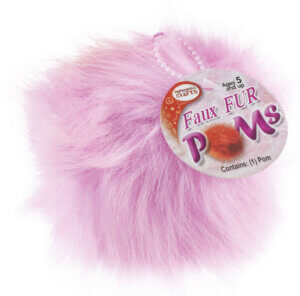 Pepperell Braiding Faux Fur Pom With Loop-Pink Pepperell Braiding Faux Fur Pom With Loop-Pink