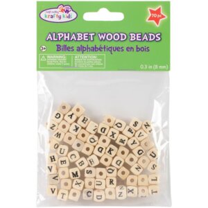 Krafty Kids Wood Alphabet Beads 8mm 70/Pkg-Natural Krafty Kids Wood Alphabet Beads 8mm 70/Pkg-Natural