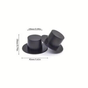 5pc Black Top Hats 19x41mm