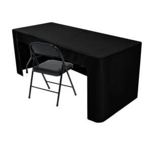 6ft Open Back Fitted Table Cloth Black Polyester Top 72x30in