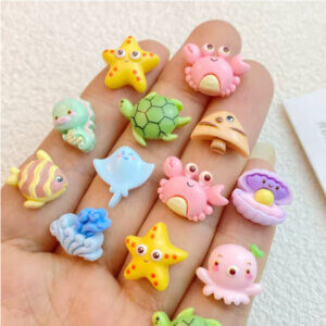 30pc Cartoon Ocean Series Crab, Turtle, Octopus Flat back Resin