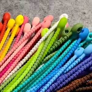 20pc Silicone Zip Ties 4.7in Resusable Mixed Color
