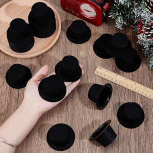 10pc 2.5in Black Top Hats 34x65mm