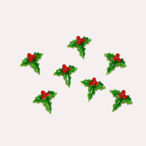 110pc Holly Leaf Flat Back Resin Pieces 1cm
