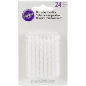 Wilton Birthday Candles 2.5" 24/Pkg-White Striped Spirals