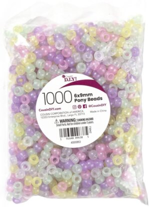 CousinDIY Pony Beads 6mmx9mm 1,000/Pkg-Opaque