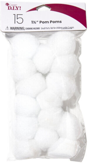 CousinDIY Pom Poms 1.5″ 15/Pkg-White CousinDIY Pom Poms 1.5" 15/Pkg-White