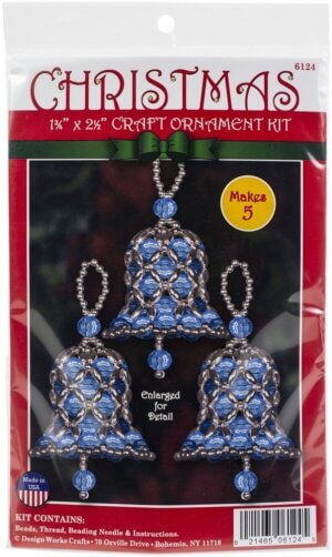 Design Works Beaded Ornament Kit 1.75"x2.5" Set of 5-Blue Bells